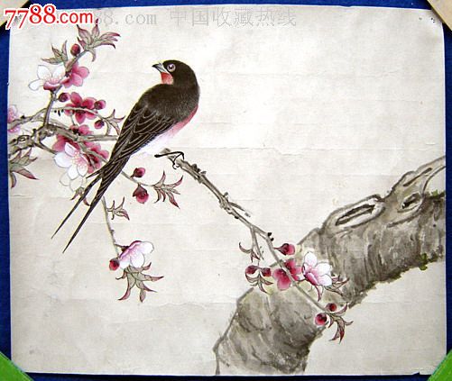 桃花燕子(32x27厘米)工笔