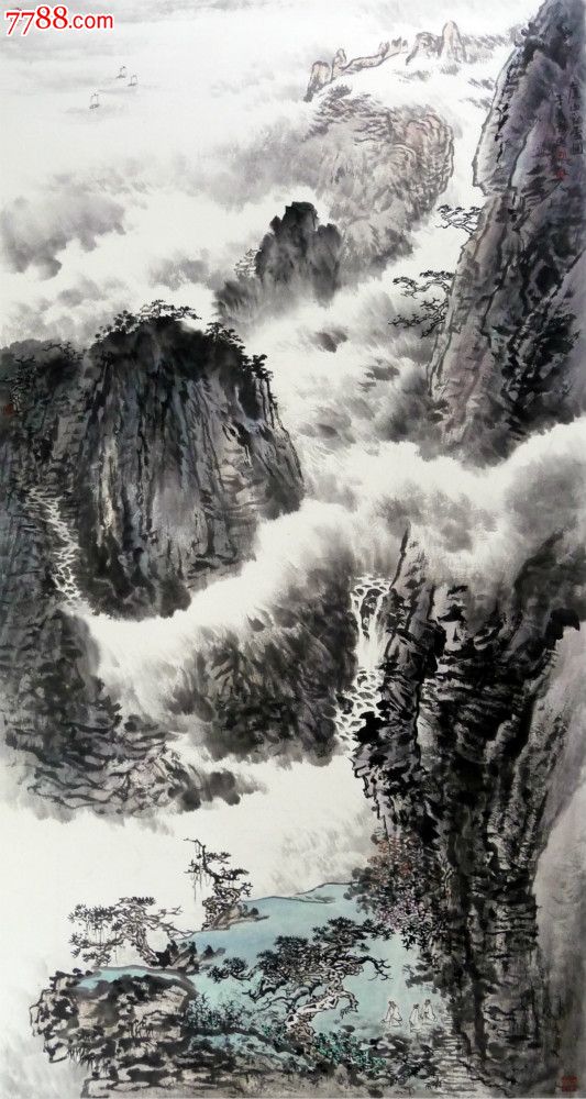 匡庐云雾_山水国画原作_水墨中国画【7788收藏__收藏热线】