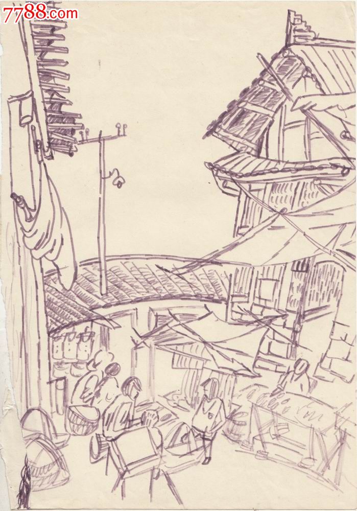 【画家原美院学生·素描·原画稿】在街上