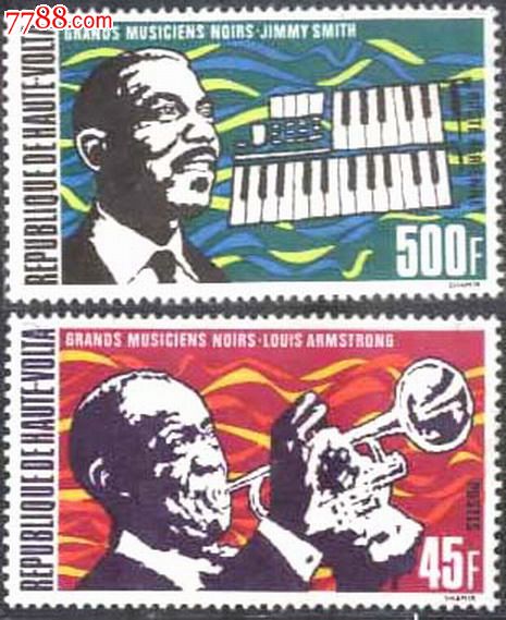 上沃尔特1972年邮票黑人钢琴、小号音乐家2全