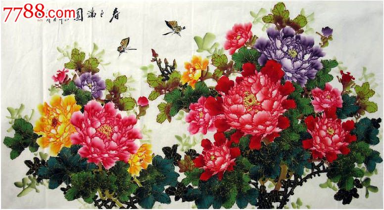 陶秋明·六尺描金牡丹_第1张_7788收藏__中国收藏热线