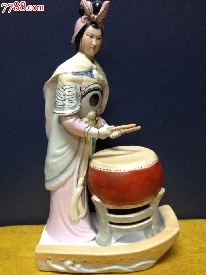 名家吴为胜作品《梁红玉击鼓抗金》老枫溪美术陶瓷