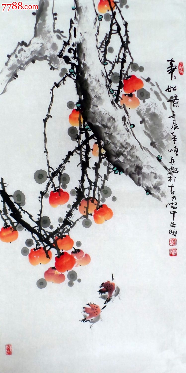 刘顺兵三尺整张花鸟画事事如意gh00400-花鸟国画原作