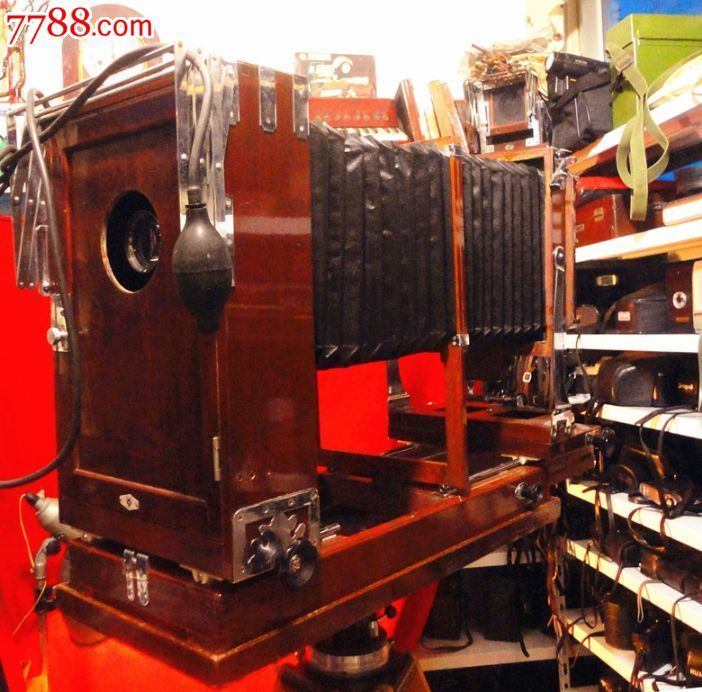 海鸥牌室内大幅木质座机老相机双镜头功能正常