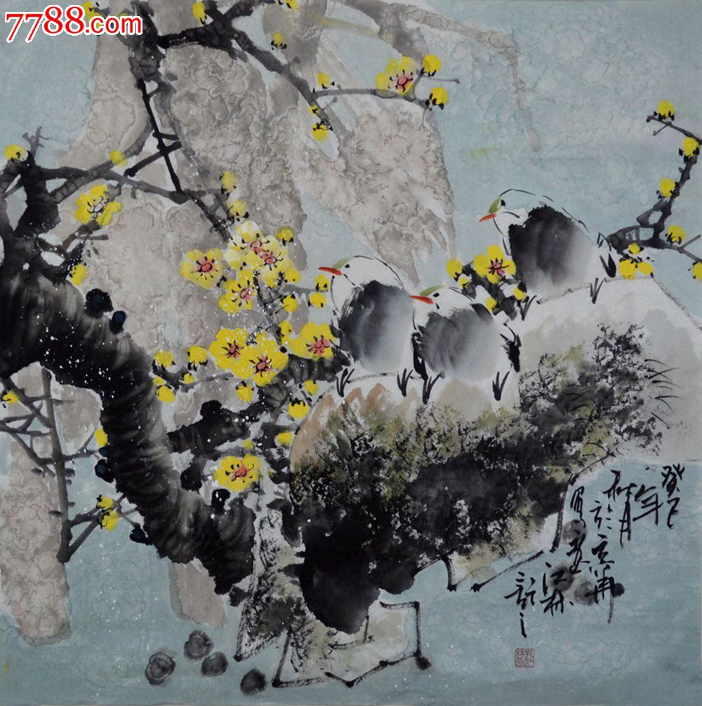 四尺斗方精品写意花鸟画作品hn0962