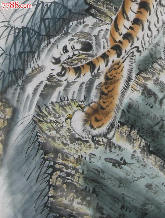 国画动物画手绘六尺国画水墨老虎十二生肖虎五虎