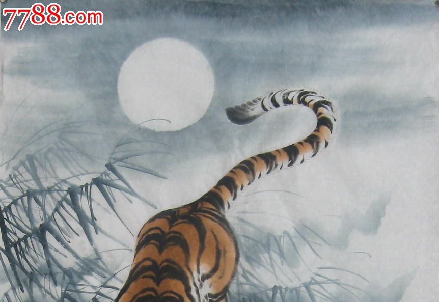 国画动物画手绘六尺国画水墨老虎十二生肖虎五虎