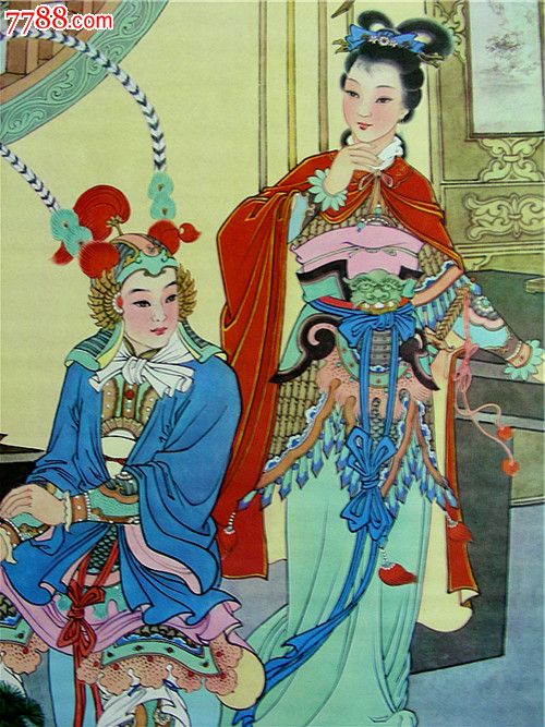 杨宗保与穆桂英(任率英之子任梦龙绘画)_金牛