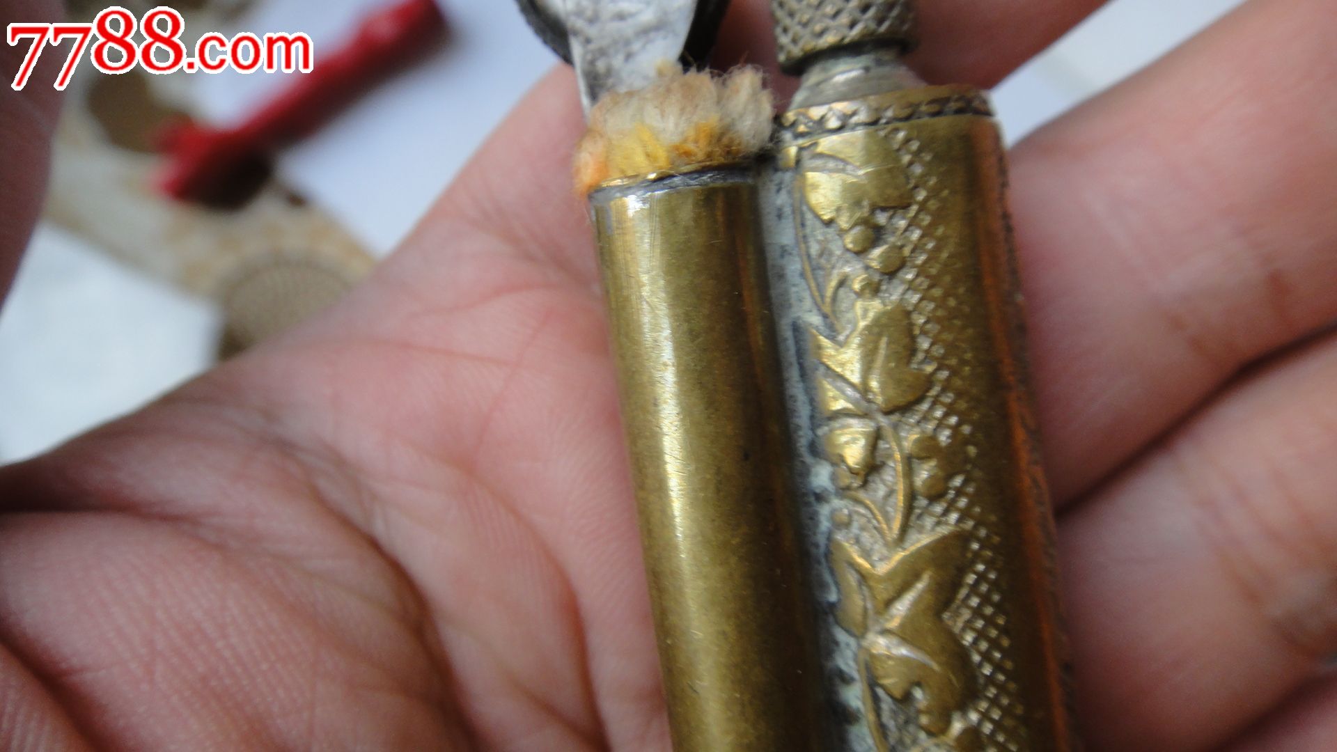 手工纯铜雕花主机二次世界大战时期*用战壕打火机三管双用