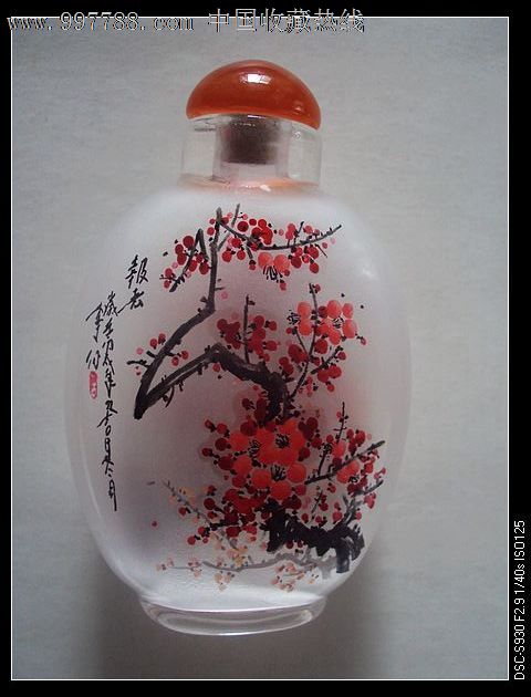 内画鼻烟壶报春图梅花,鼻烟壶,21世纪初,内画鼻烟壶,河北,水晶,绘画