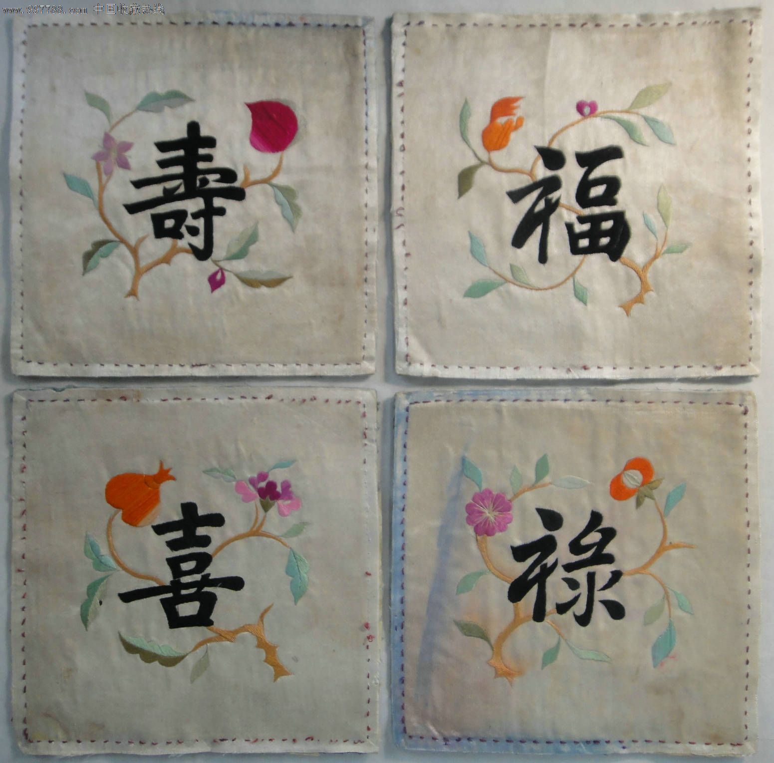 清福禄寿喜苏绣一套