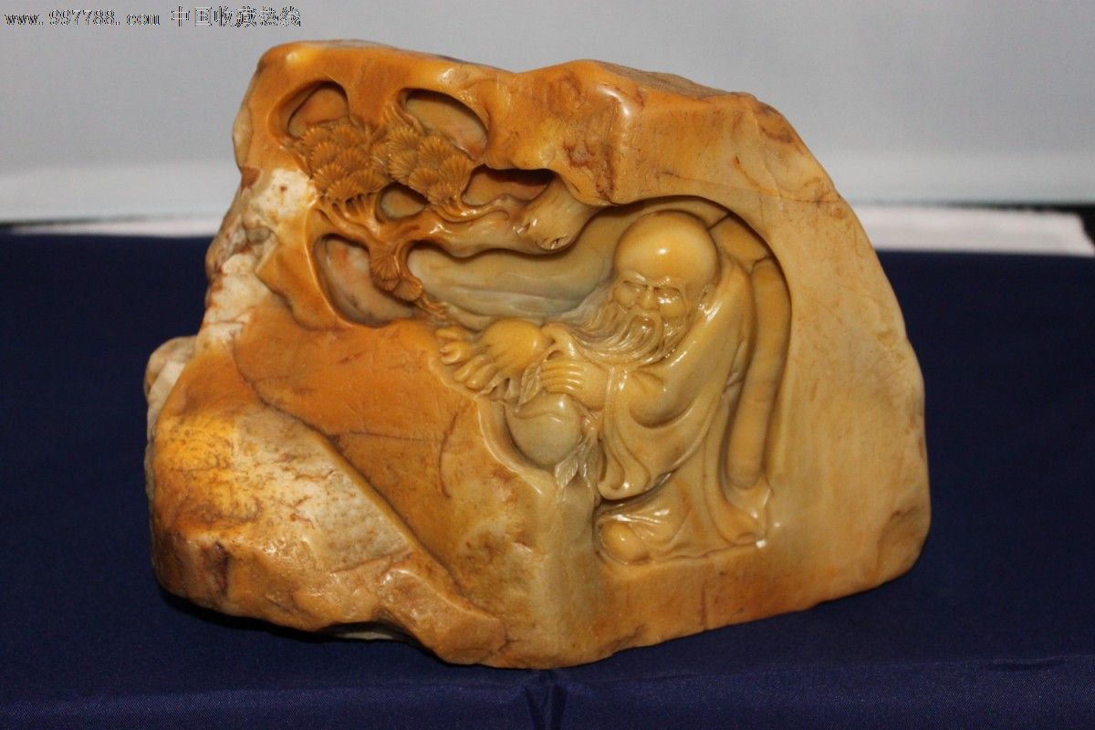 巴林黄雕寿星,巴林石,巴林福黄石,雕件/摆件,古今人