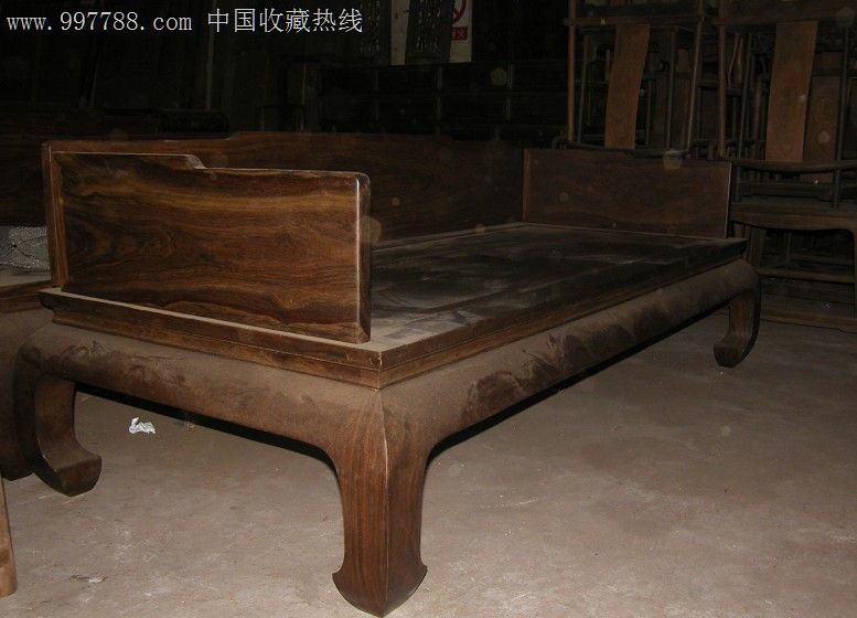 中式古典家具(皮灰)黑紫檀扩床