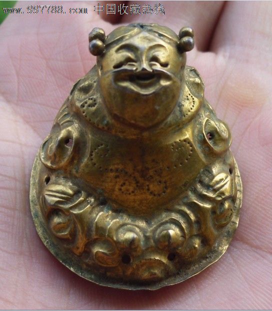 传世美品,喜上眉梢,一团和气,清朝老银镏金寿婆