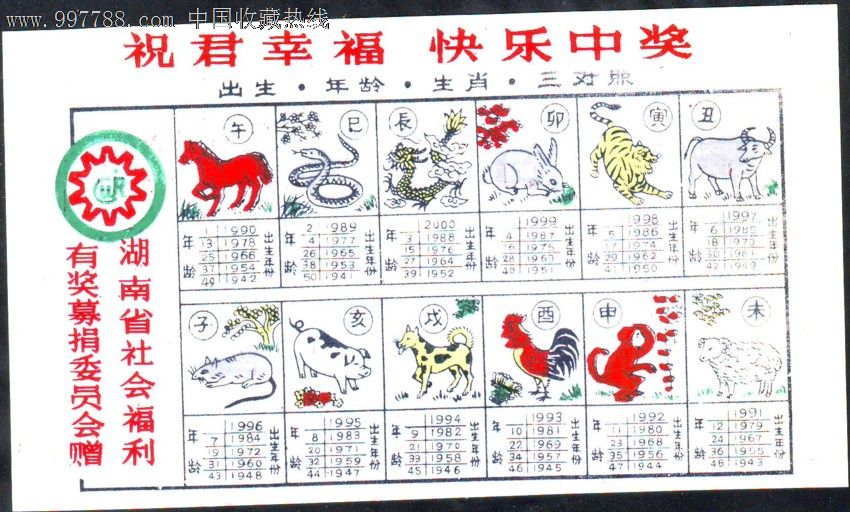 1990年塑料年历片