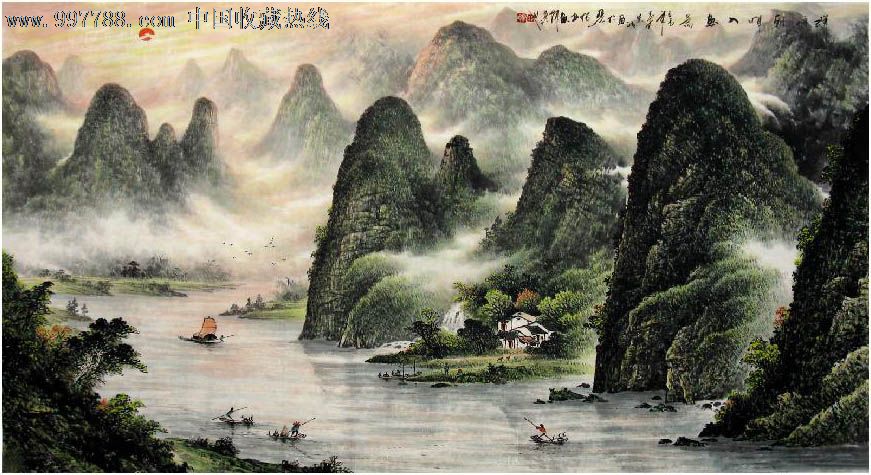 李宗峻·六尺青绿漓江山水-se12590450-山水国画原作-零售-7788收藏