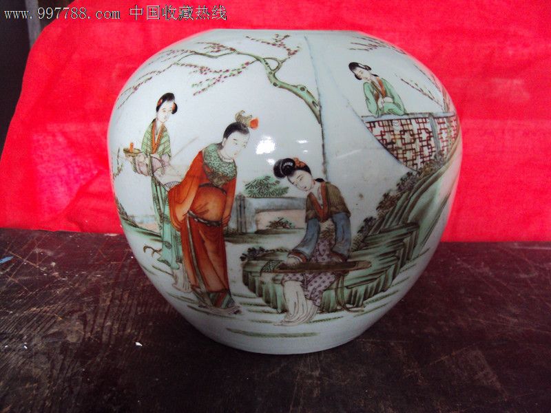 民国名家刘荣盛画红楼梦南瓜坛一个