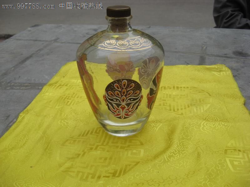 酒瓶收藏玻璃製品國粹酒京劇臉譜一斤裝老酒瓶完美品