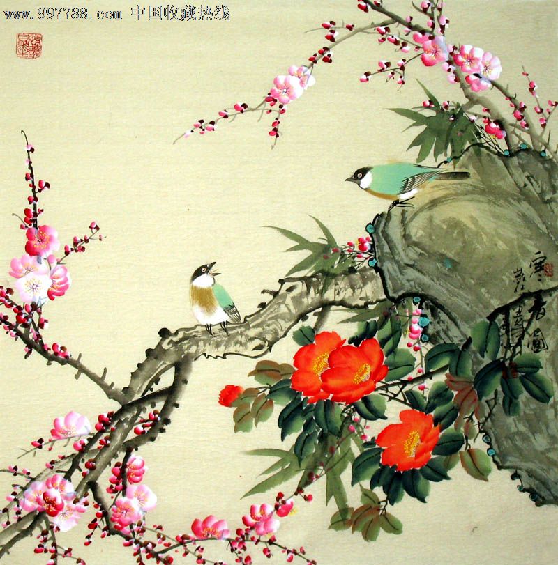 岭南画派白羽国画花鸟四尺斗方家居装饰19786