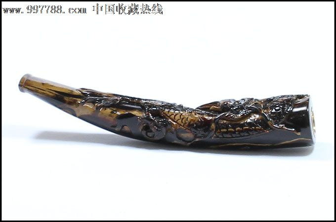 神雕阁海柳烟嘴正品雕刻游龙出海极品血柳