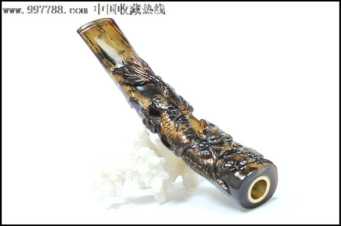 神雕阁海柳烟嘴正品雕刻游龙出海极品血柳