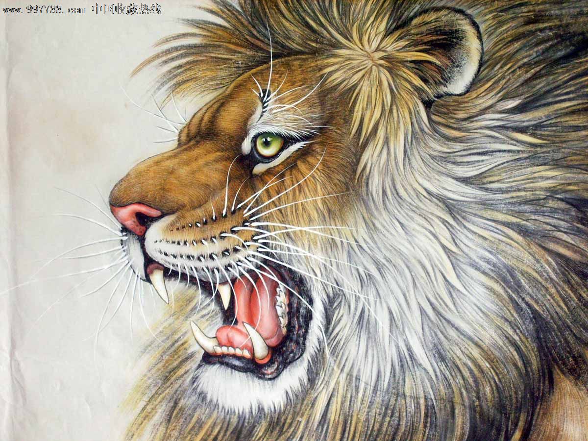 [品墨斋]★著名画虎名家★陈钢★八尺雄狮威震一方