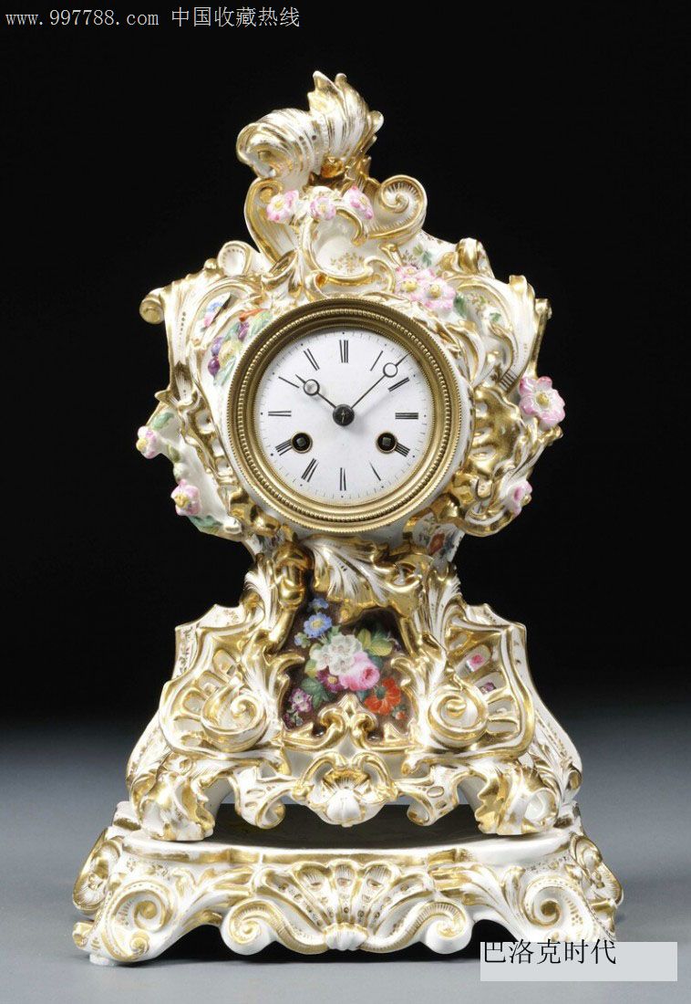 经典1845年raingo-freres巴洛克风格鎏金瓷钟