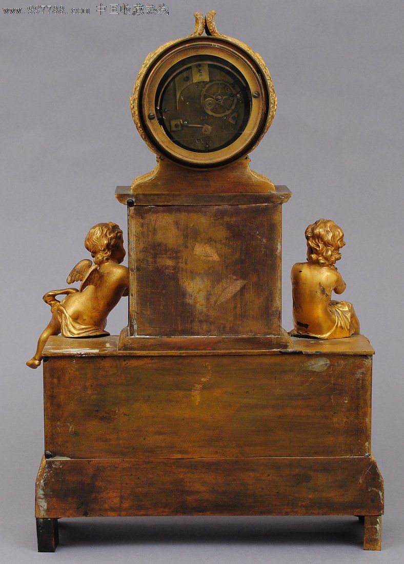 1800年法国鎏金希腊人物故事雕塑古董钟