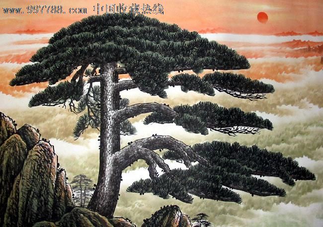 陈翰林山水画,迎客松,四尺,送礼装饰佳品,05097