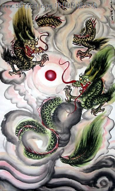 韦苗鸟国画/双龙戏珠/四尺/送礼装饰佳品/商务礼品/05085