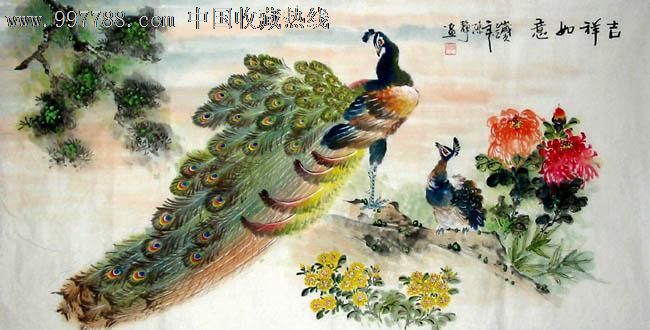 陈静花鸟画吉祥如意四尺手绘真迹收藏赠送礼品07624
