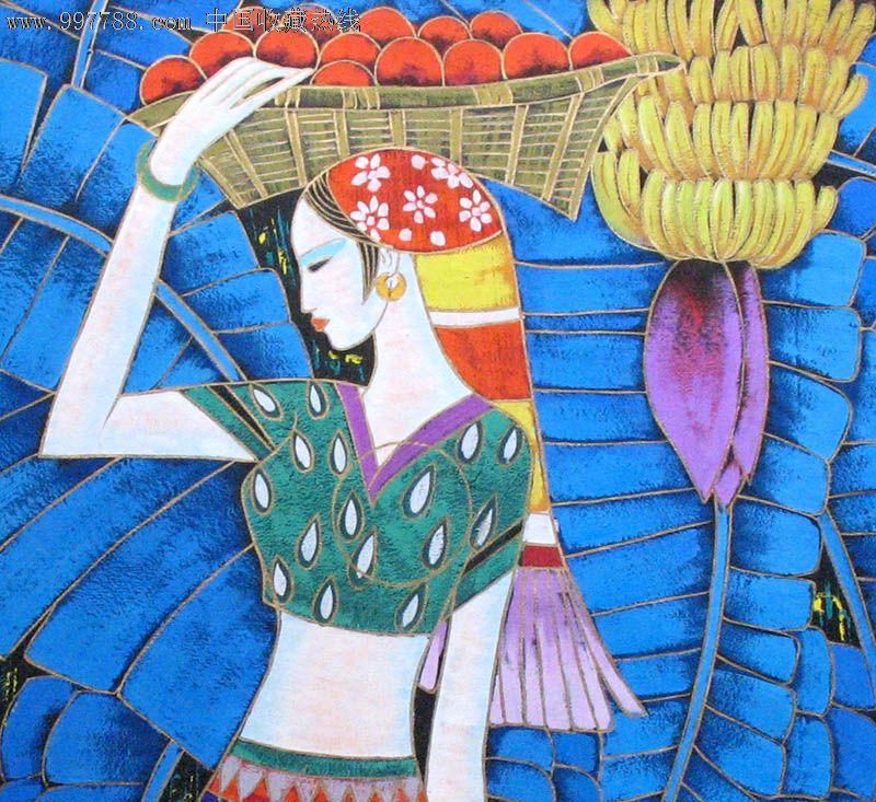 云南风情人物画,三尺斗方,家居壁饰画,21158