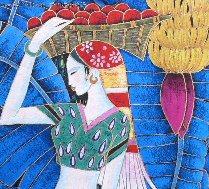 云南风情人物画三尺斗方家居壁饰画211974
