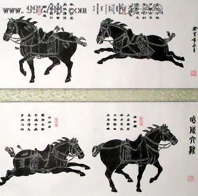立轴类李军花鸟画唐王昭陵六骏精美礼品装饰画推荐收藏z2394