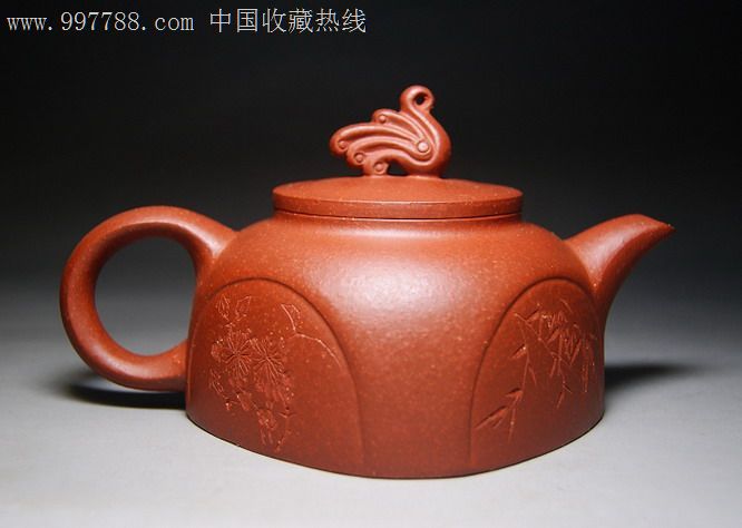 三冠.40目粗矿红皮龙高工徐小平全手工内印.凤凰四君子壶