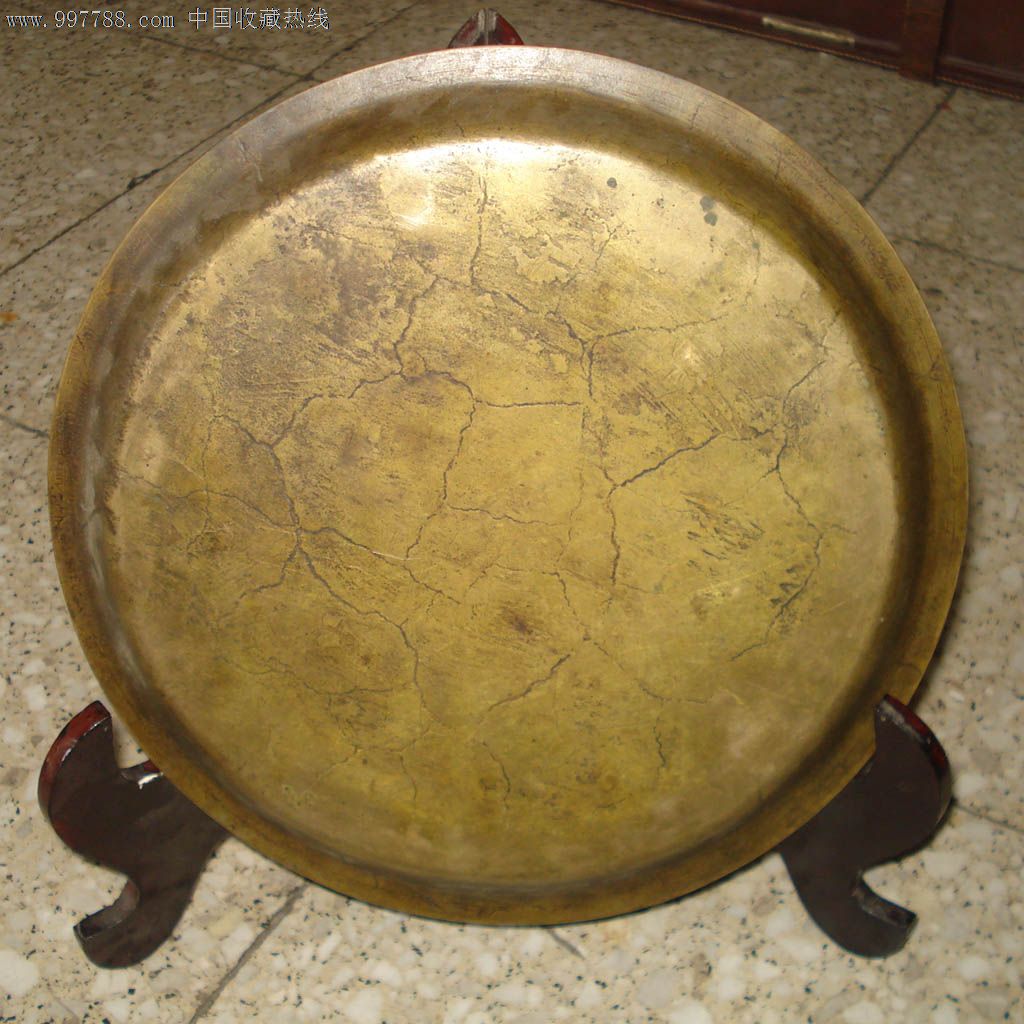 古董古玩杂项收藏老铜盘子素面黄铜老盘子
