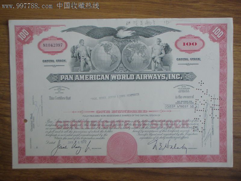 美国股票1972年泛美航空