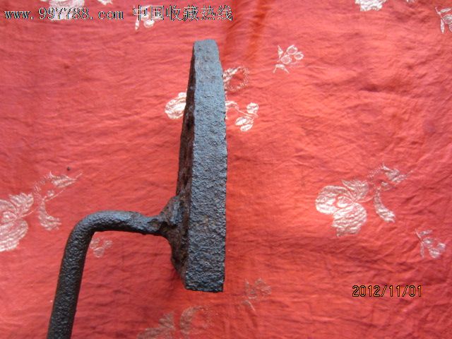 清超大长柄铸梅花图烙铁