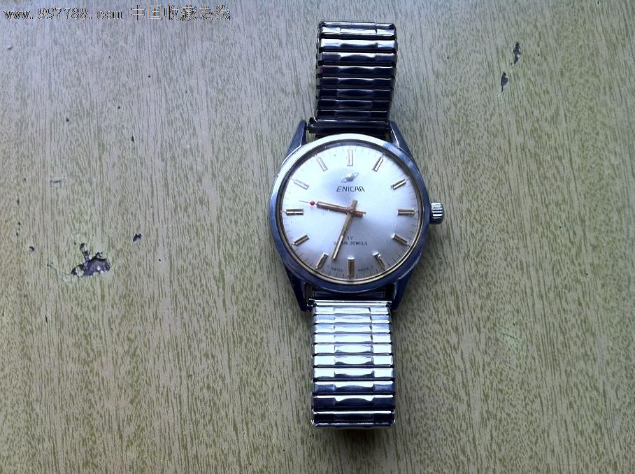 老瑞士名表英纳格(160-39-01b)金黄色机芯!除表带外全部原装!