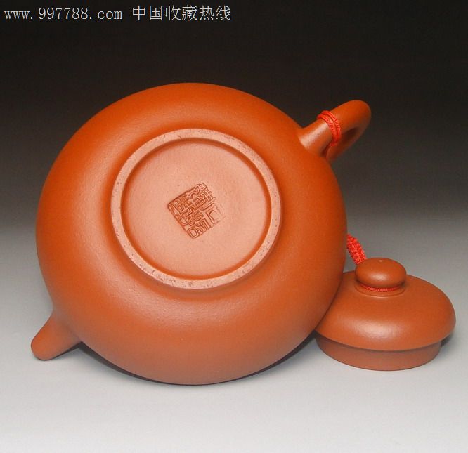 宜兴紫砂壶.红朱泥400cc汉扁壶.工艺师石招娣手制