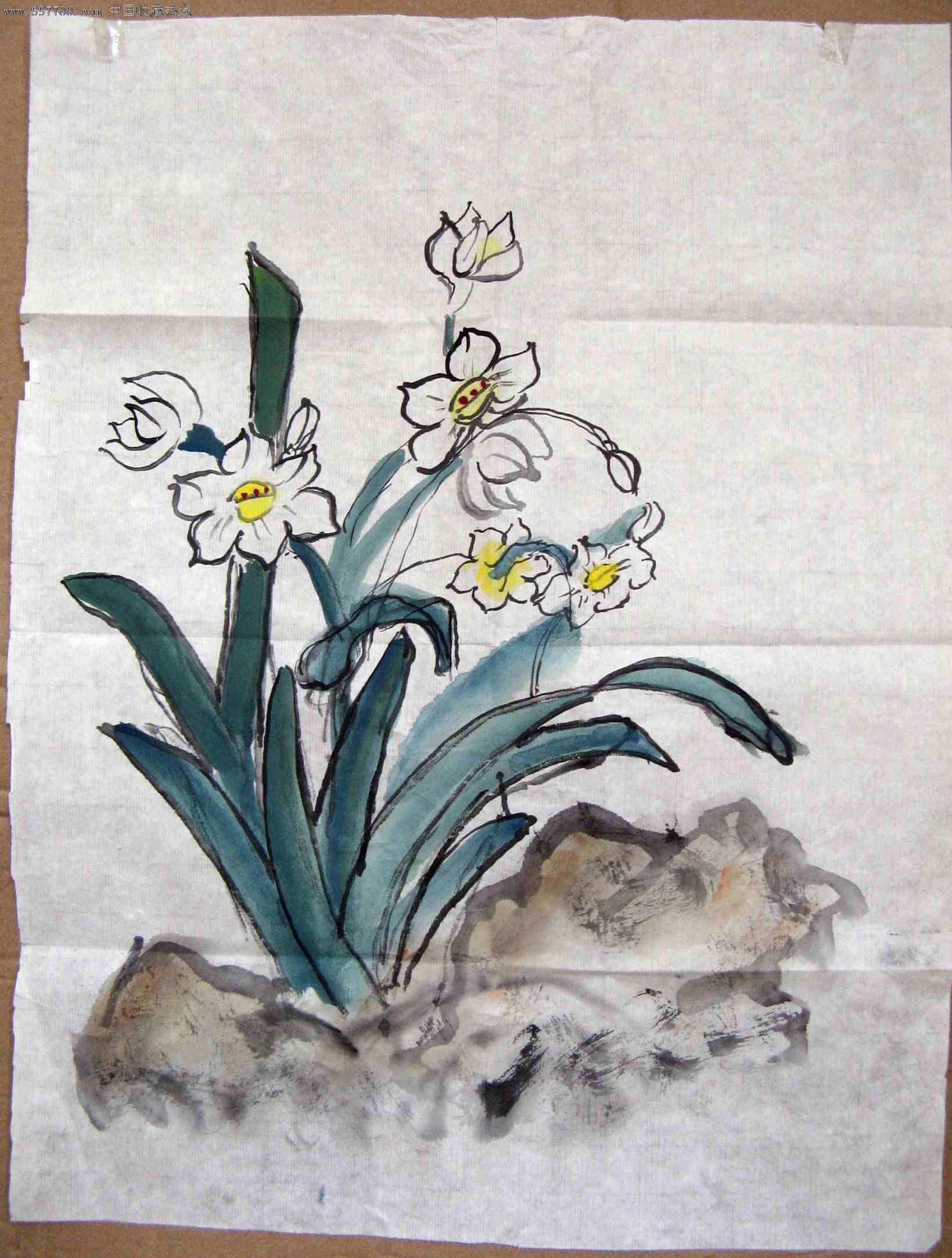 大一尺条幅无款水仙画-价格:10元-se14573182-花鸟国画原作-零售-7788