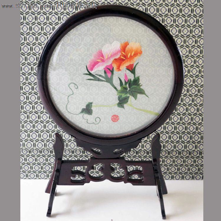 慕名湘绣纯手工刺绣湘绣精品双面绣牵牛花馈赠礼品