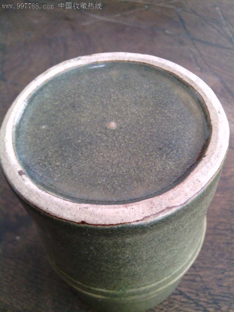 乾隆年蟹壳青茶叶末釉笔筒——包真包老