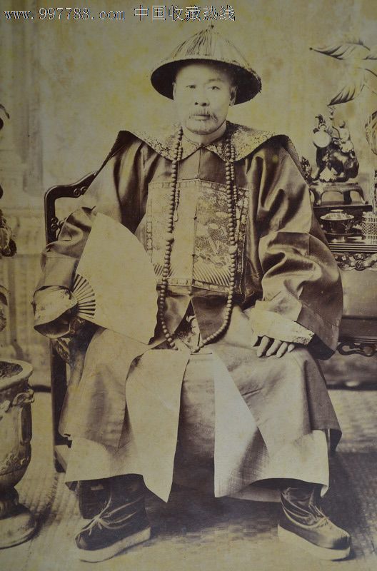 清代二品文官大臣锦鸡官袍个人全身像蛋白老照片极力推荐经典老照片