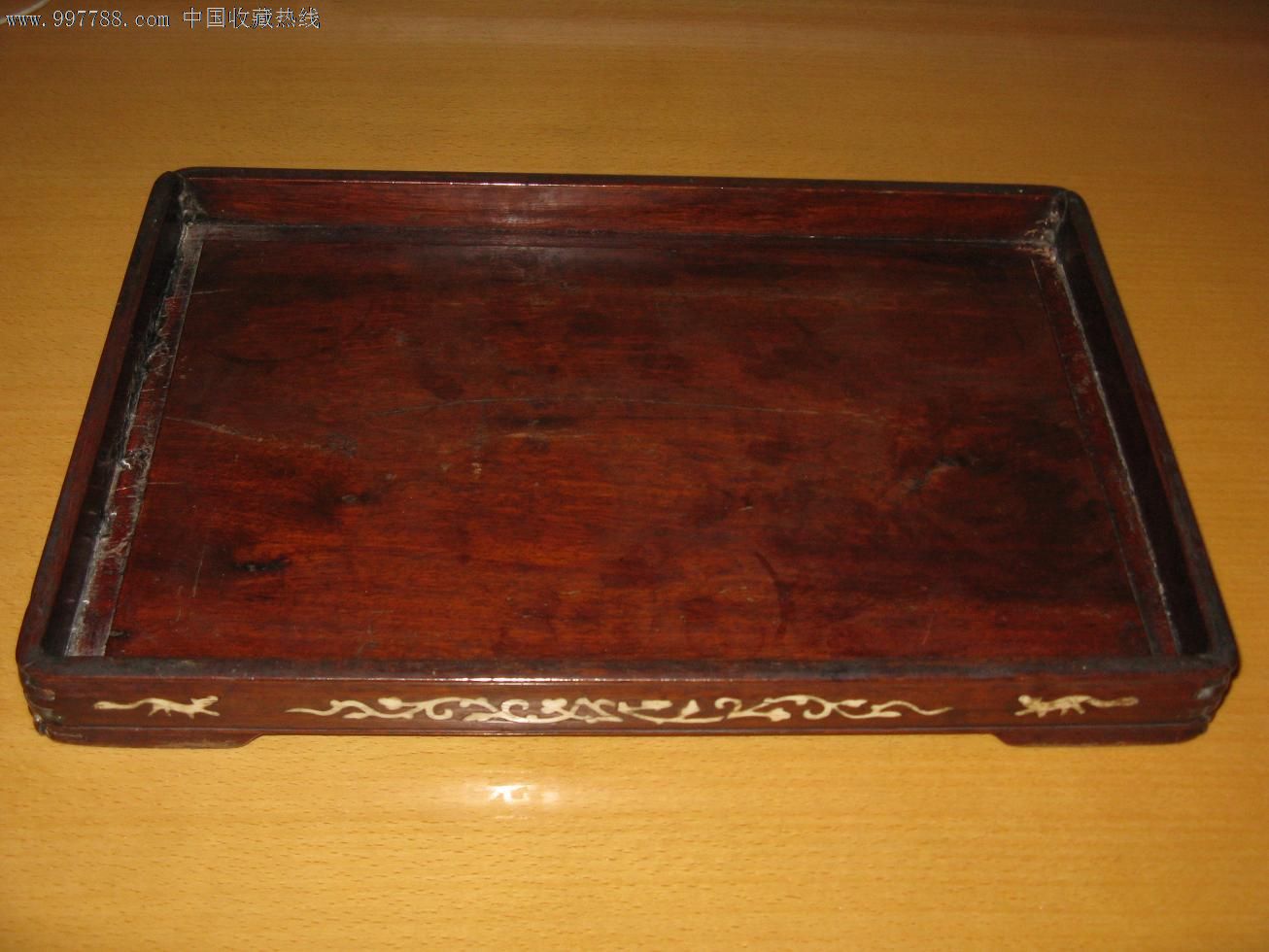 民国坎骨图案香红木茶盘
