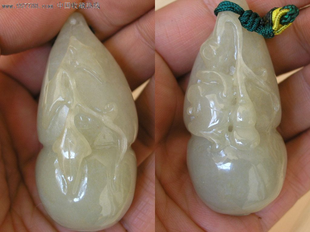 玉玲珑精品002-a货巧雕葫芦(福禄)剔透润泽翡翠玩件手把件热荐
