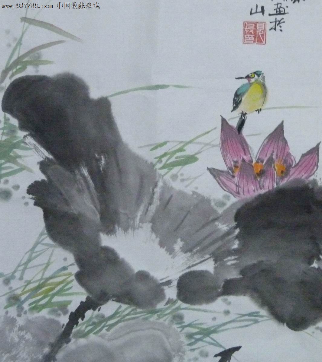 中国画写意花鸟《荷风》