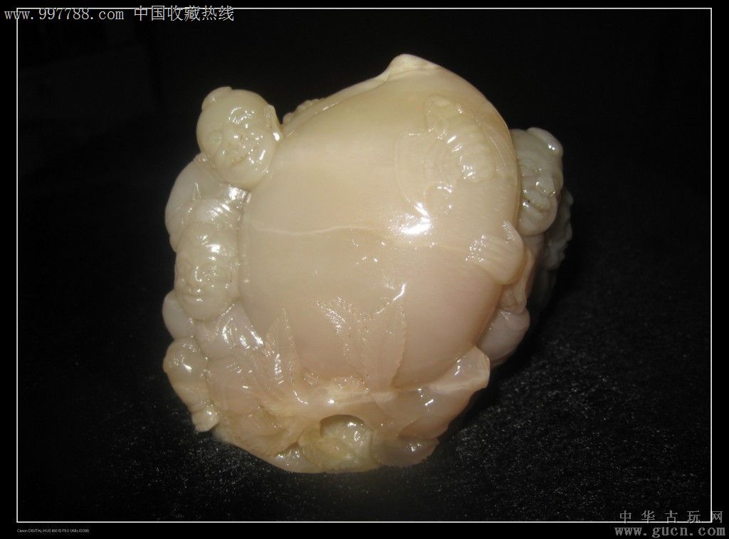 【巴林石馆】巴林石白冻石摆件之【五福祝寿】