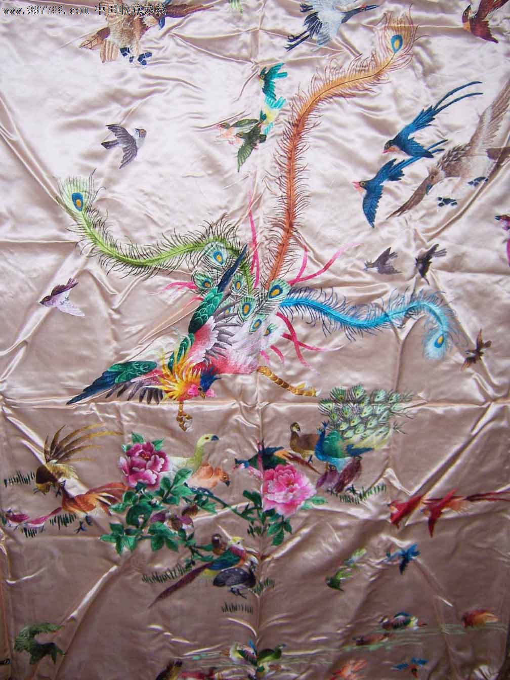 湖南湘绣:百鸟朝凤图镜屏