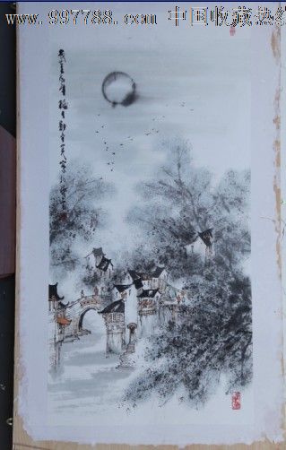 郑守宽三尺竖幅风景画山水画房子树-山水国画原作--se15352254-零售
